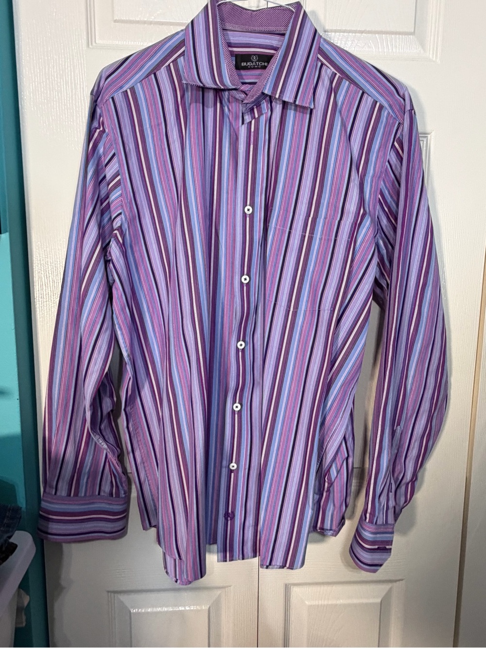 Bugatchi Purple Multi-Stripe Men's Dress Shirt